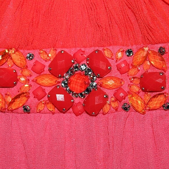 BCBGMAXAZRIA Strapless Ombre Cocktail Dress - Women's Size 4 - Red to Pink - Emb - Picture 5 of 13